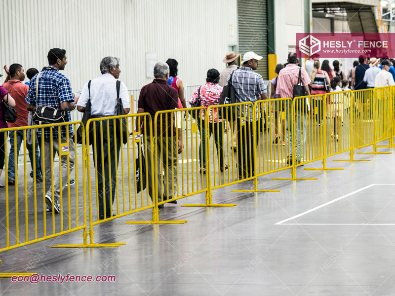 yellow powder crowd barriers