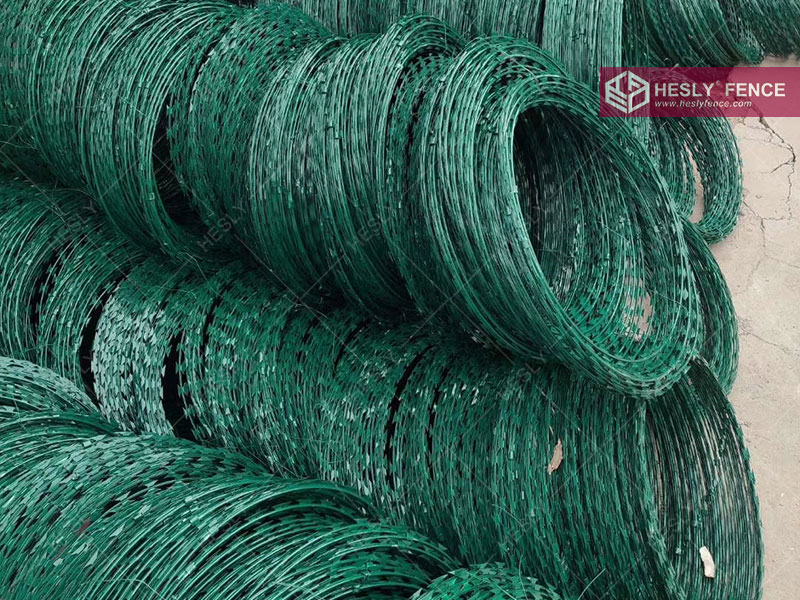 dark green razor wire coil